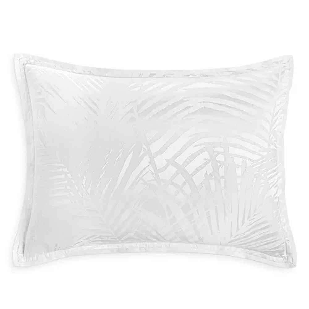 Hudson Park Collection Palmetto Silk-Cotton Blend Standard Sham in White, NEW